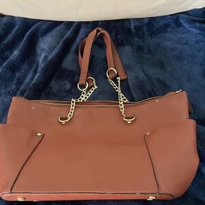 Women's Brown Chain-Handle Tote Bag